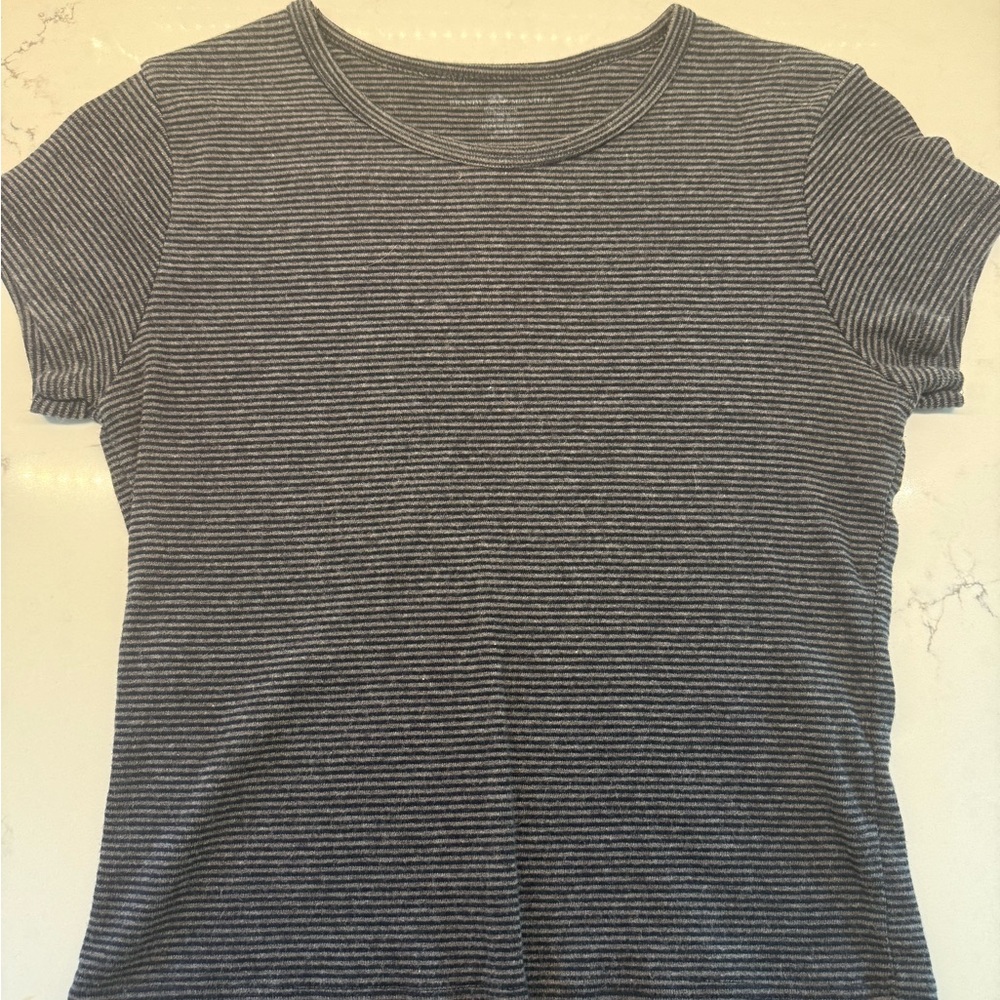 Brandy Melville Black and White Striped Tee